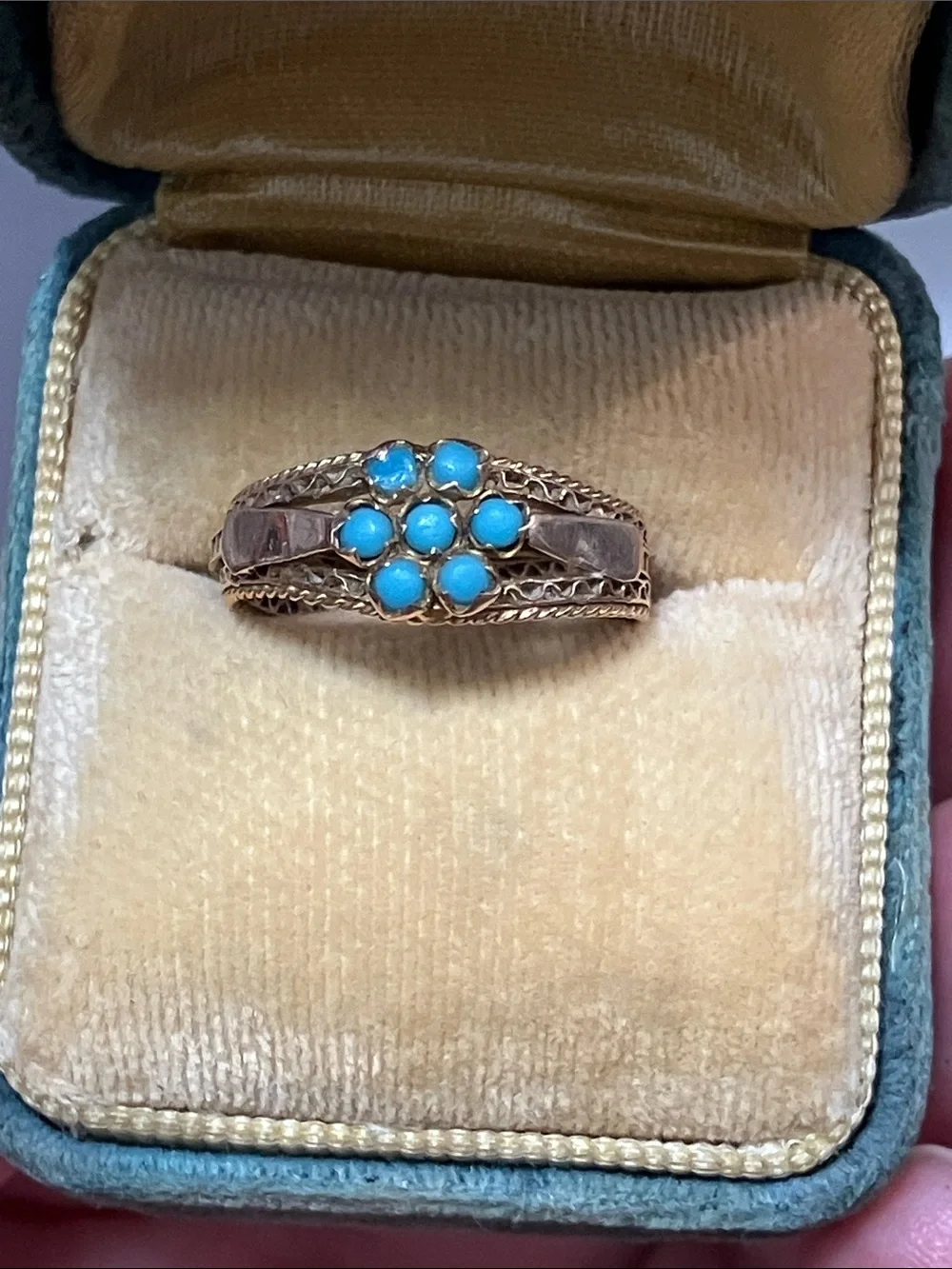 15K Gold Victorian Turquoise ring - Picture 13 of 17